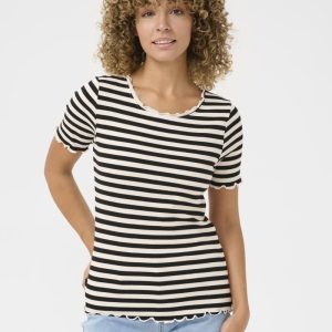 Randig t-shirt CRRibba – Cream