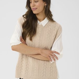 Stickad väst, Gattie – Cream