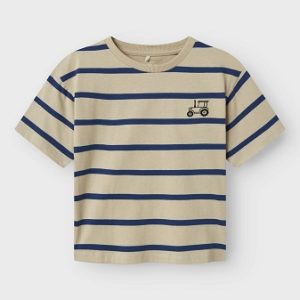 Randig t-shirt med broderad detalj