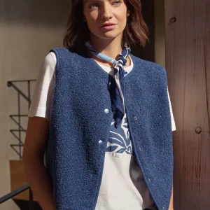 Fleeceväst i teddykvalitet – Blå – Cecil