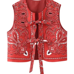 Bandanamönstrad Knyt-Väst för Dam