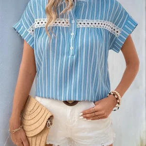 Blå vit randig blus