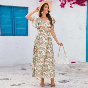 Blommig retro klänning