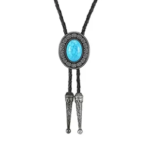 Bolo tie i läder med natursten