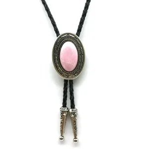 Bolo tie med oval sten och flätat läderband