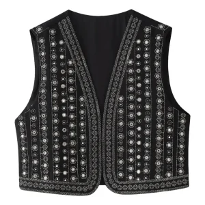 Broderad Väst Dam med Paljetter