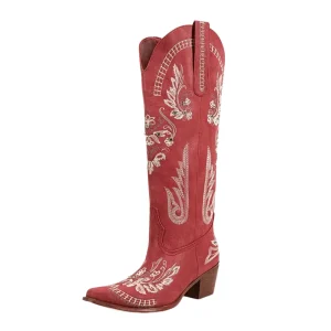 Broderade Cowgirl Boots i Mocka