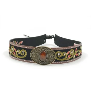 Broderat svart westernhattband