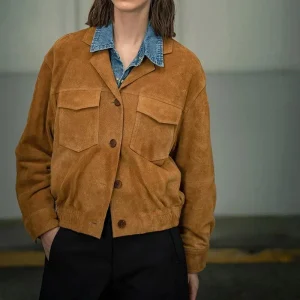 Brun bomberjacka i mocka dam