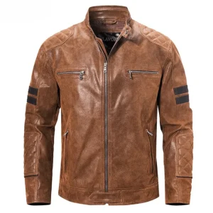 Brun läder mc jacka herr