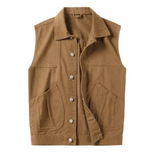 Brun western canvasväst