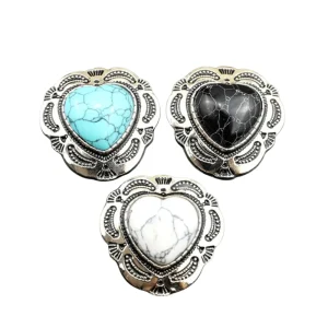 Concho Silver Hjärtformad med Färgad Sten