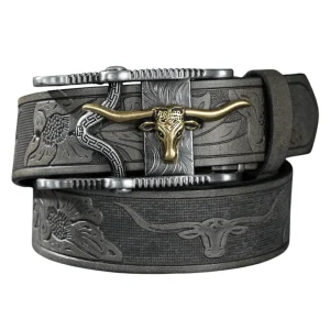 Cowboybälte med longhorn vintagespänne