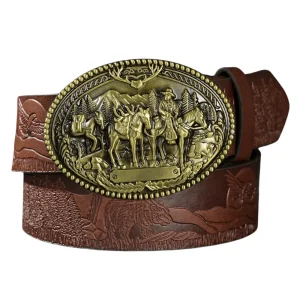 Cowboybälte med präglat westernspänne