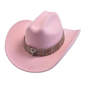 Cowboyhatt i westernstil med elegant bälte och bred brätte