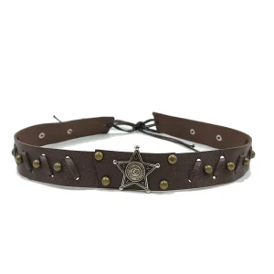 Cowboyhattband mörkbrunt med silverstjärna