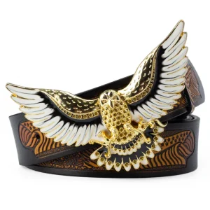 Cowboyläderbälte med stor örnspänne