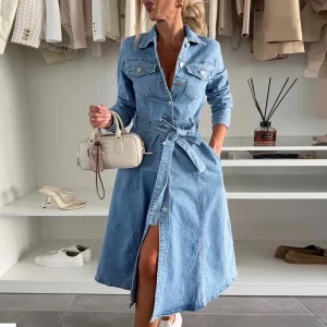 Denimklänning med skärp