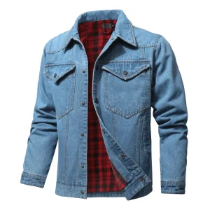 Fodrad denim jacka herr