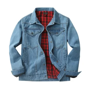 Fodrad jeansskjorta herr i cowboy-stil