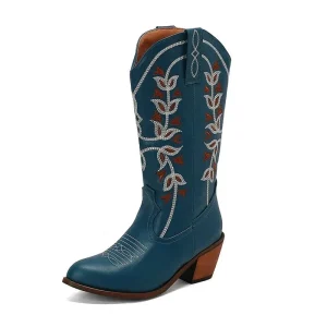 Höga Cowboyboots med Broderi för Dam