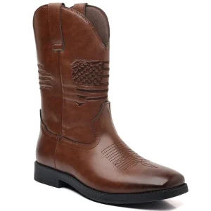 Cowboy Boots Herr i Skinnimitation med Fyrkantig Tå