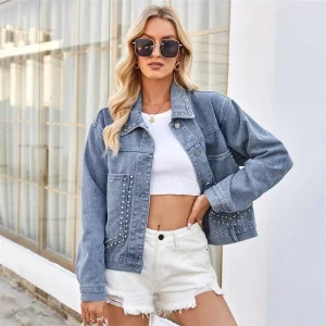 Jeansjacka dam med nitar