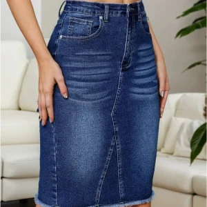 Jeanspennkjol med slits