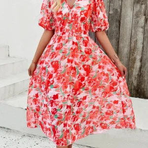 Klänning dam blommig