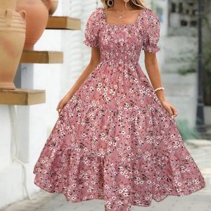 Klänning med rosa blommor