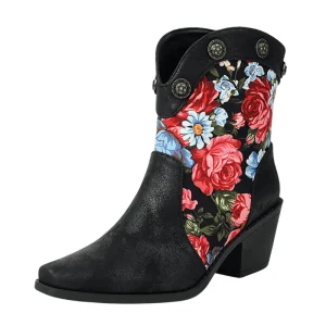 Korta Cowboyboots med Blommor