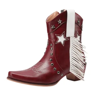 Låga Cowboyboots med Fransar och Stjärnor