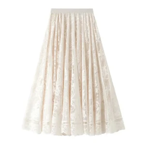 Maxikjol i bohemisk spets