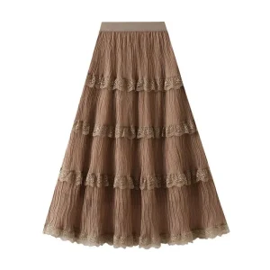 Ranch-inspirerad kjol med spets och volanger