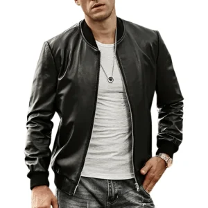 Svart baseball läder jacka herr