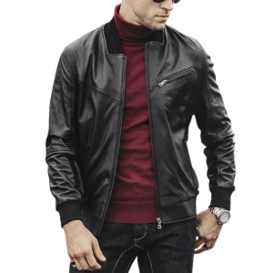 Svart bomber läder jacka herr