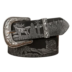 Svart cowboybälte med silverspänne