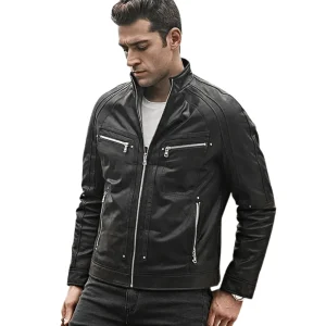 Svart mc jacka skinn herr