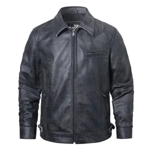 Svart retro läder jacka herr