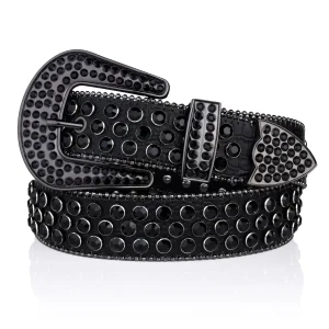 Svart westernbälte med nitar och strass