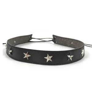 Svart westernhattband med metallstjärnor