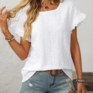 T-shirt blus med volangärmar