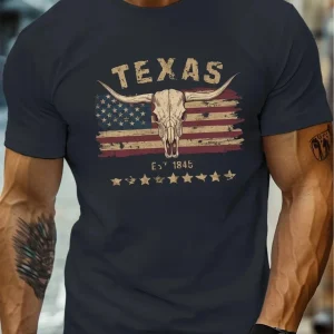 T-shirt i Bomull med Texas Longhorn
