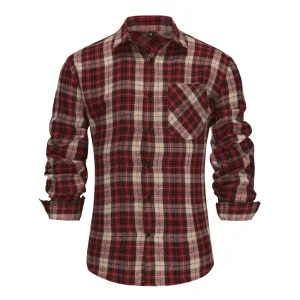 Vinröd rutig flanellskjorta herr