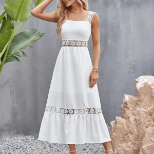 Vit klänning spets öppen rygg