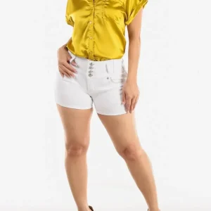 Vita högmidjade jeansshorts