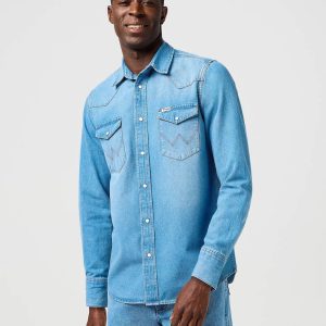 Wrangler Western skjorta light wash denim