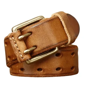 Westernbälte i äkta läder med dubbeltungspänne