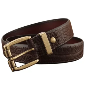 Westernbälte i äkta läder med spänne i borstad mässing