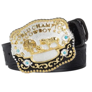 Westernbälte i Läder med Häst och Kors Spänne